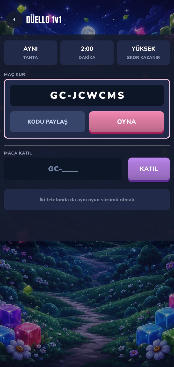 GlowCubes screenshot: Duel: share a code